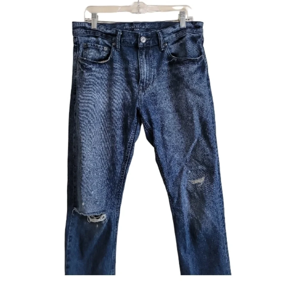 Banana Republic Men's Blue Denim Distress Jeans Size 33 X 34